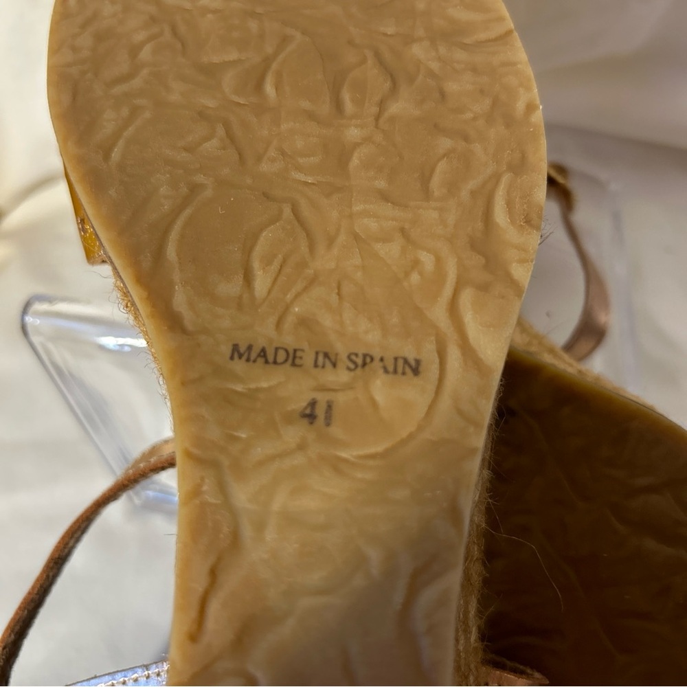 Eric Michael Rose Metallic Wedge Espadrilles Stra… - image 7